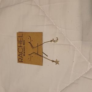 Gold Rachel Roy Moon and Star Drop Earrings
